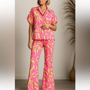 Vibrant Pink and Yellow Patterned Set